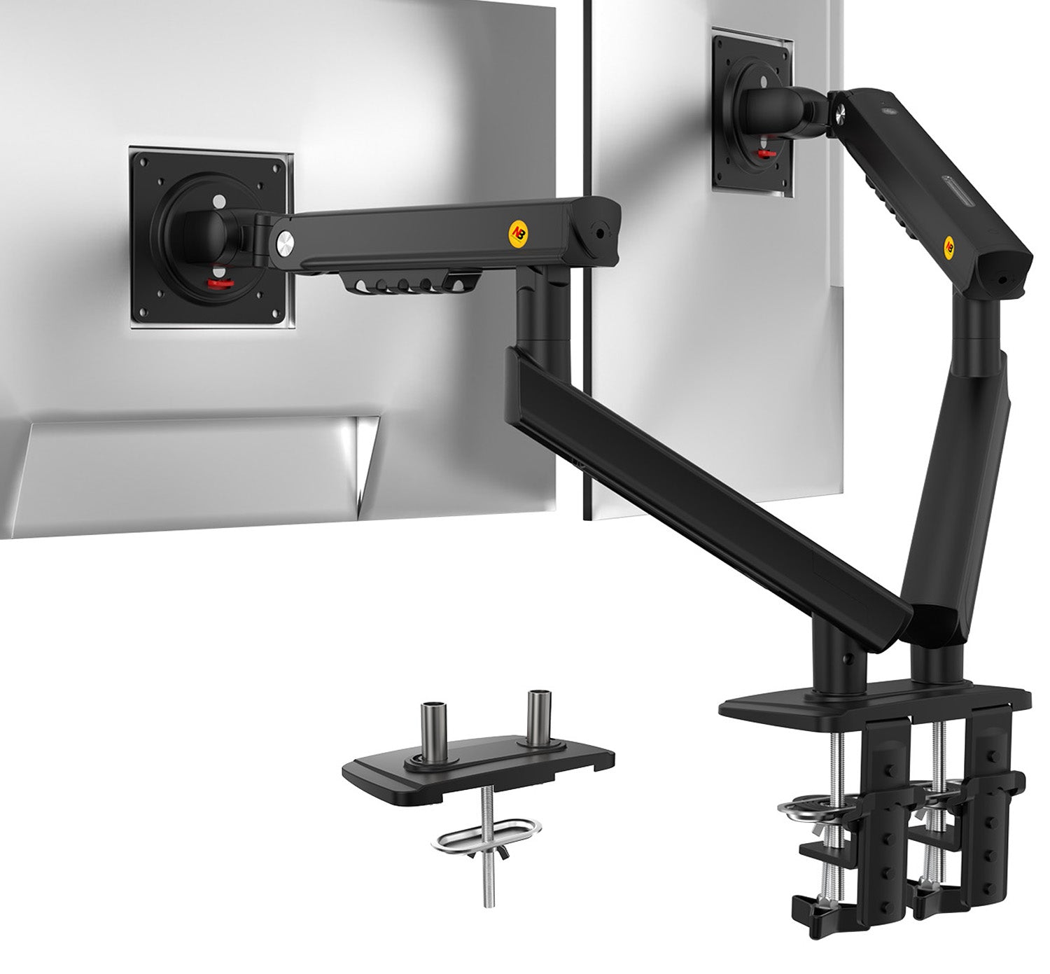 NB SmooVex™ Dual Monitor Mount, Dual Monitor Stand fits up to 32 Inch, Mechanical Spring Monitor Arm, VESA 75/100 mm, Model-A5C (Black)