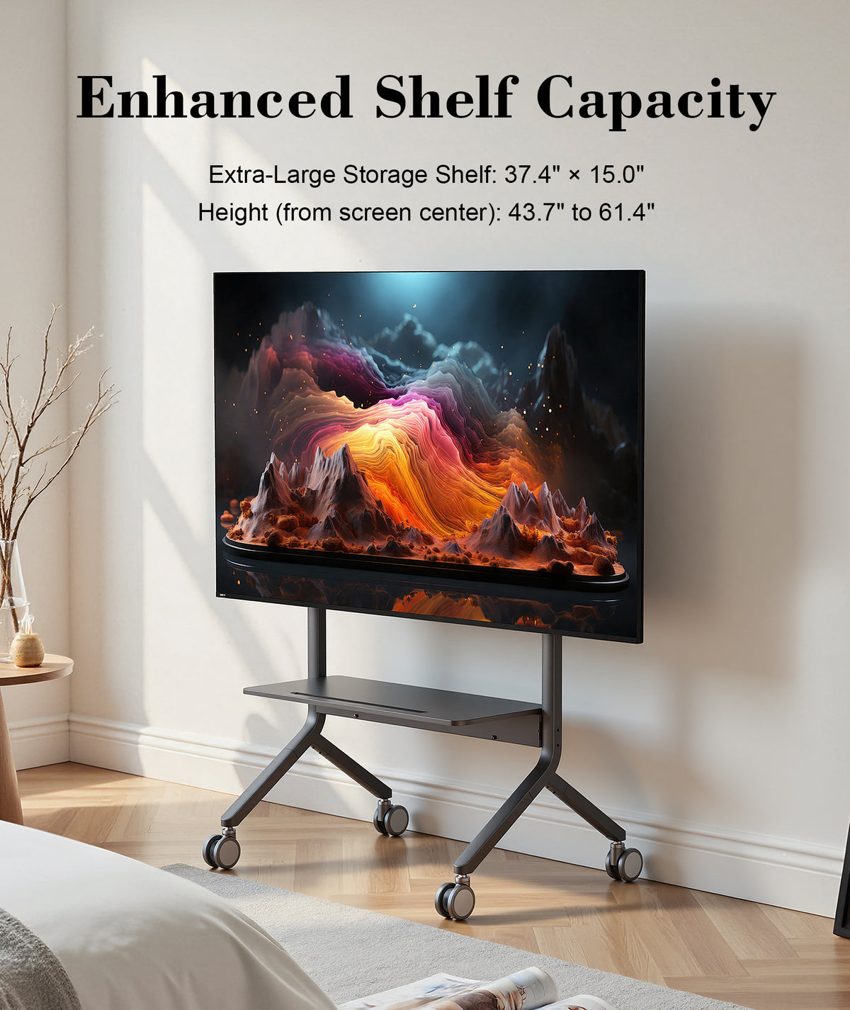 NB ERGONOMIC Motorized Mobile FCC Qualified  TV Cart for 65-90 Inch Flat Screens, Electric Height Adjustable TV Stand, Heavy Duty Rolling Trolley for Smart Board150 lbs Capacity, P150