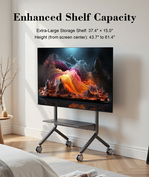 NB ERGONOMIC Motorized Mobile FCC Qualified  TV Cart for 65-90 Inch Flat Screens, Electric Height Adjustable TV Stand, Heavy Duty Rolling Trolley for Smart Board150 lbs Capacity, P150