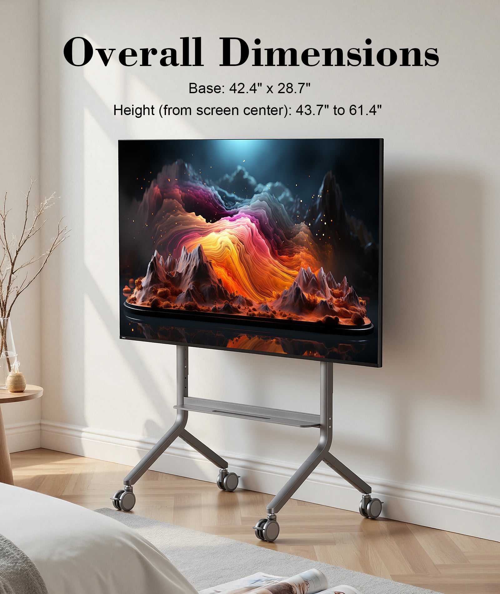 NB Mobile TV Cart, UL Listed, Rolling TV Stand with Wheels for 65-90 Inch LCD OLED Flat Panel Screen TV or Smart Board, Load up to 150 lbs, Max VESA 900x600mm P100