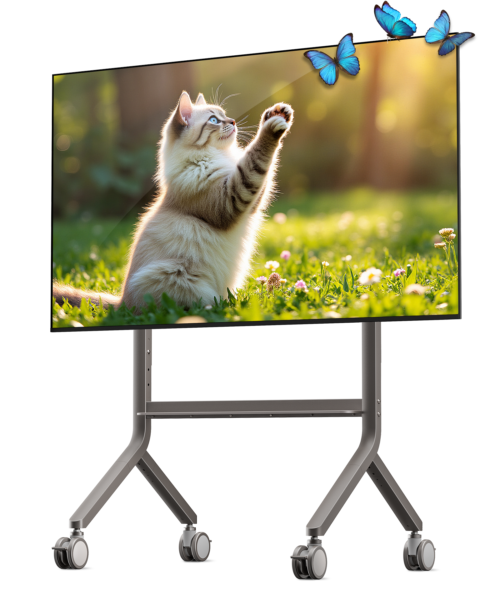 NB Mobile TV Cart, UL Listed, Rolling TV Stand with Wheels for 65-90 Inch LCD OLED Flat Panel Screen TV or Smart Board, Load up to 150 lbs, Max VESA 900x600mm P100